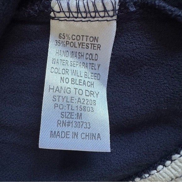 Umgee Navy Blue White Stripe Tasseled Trim Tunic Boho Resortwear Beach Size M - Picture 5 of 7